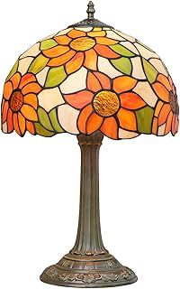 Tiffany Lamp Stained Glass Lamp Sunflower Yellow Bedroom Table Lamp Reading Desk Light for Bedside Living Room Office Dormitory Dining Room Decorate Gift 12x12x18 Include Light Bulb