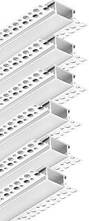 Besseto Plaster in LED Profile, 6 Pack 3.3ft/1M Strip Light Diffuser Profile,Trimless Drywall Plaster Aluminum LED Profile Channel for Wall and Ceiling