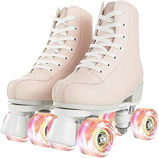 Roller Skates Classic High-top for Adult Outdoor Skating Light-Up Four-Wheel Roller Skates Shiny Roller Skates for Women and Men