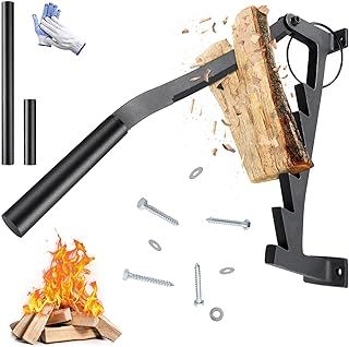 Wall Mounted Kindling Splitter Log Splitter Wood Splitter for Logs Firewood Splitter with 2 Detachable Handles