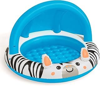 Bestway Shaded Baby Pool | Safari Fun Inflatable Play Centre, UV Sunshade, Inflatable Floor, Zebra Design, Ages 2+