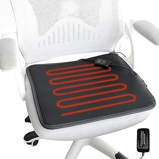 Heated Seat Cushion, Square Leather Heating Pad with Auto Shut Off & Intelligence Temperature Controller, Universal Heated Seat Covers for Home, Office Chair