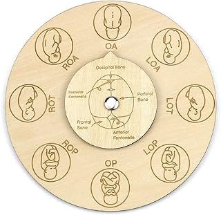 free-space Midwife fetal position tool, carved wooden fetal position wheel for student midwife doctor doula (Brown)