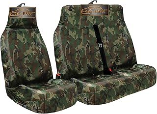 FSW Green Camo Heavy Duty Universal Van Seat Covers - Single & Double Passenger Set, Waterproof Seat Protector - UK Manufactured