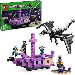 LEGO Minecraft The Ender Dragon and End Ship, Toy for 8 Plus Year Old boys & Girls, Features an Enderman Figure, Video-Game Building Set for Independent Play, Gamer Gifts for Kids 21264