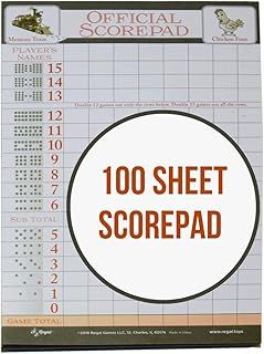 Official Scorepad, Mexican Train Dominoes, Chicken Foot, 100 Sheets