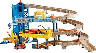 Matchbox Cars Playset, 4-Level Toy Garage with Track Play, Kid-Powered Elevator, Car Repair Station, Spiral Ramp, With 1:64 Scale Toy Tow Truck, CJM67