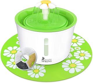 Pet Water Fountain with Water Level Window, Ultra Silent Healthy and Hygienic Cat Waterfall Fountain, 3 Modes Drinking Fountain, with 1 Carbon Filter, Green
