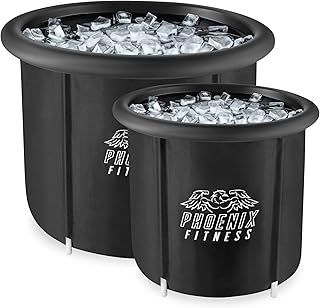 Phoenix Fitness Ice Bath Tub with Lid - Large Cold Water Therapy Recovery Pod for Indoors and Outdoors - Portable Ice Bath Plunge for Athletes, Men & Women - Black, 300 Litre