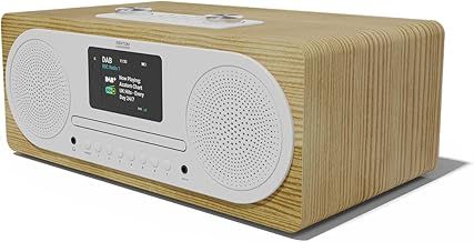 AZATOM Clockwood DAB/DAB+ FM Radio Stereo Hi-Fi Speaker System with Bluetooth, CD Player, MP3 Playback, Colour Display, USB Charger, Equalizer & Remote Control (Light Oak)