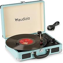 Audizio RP114BK Briefcase Vinyl Record Player with Built-in Speakers - Retro Vinyl Turntable with Portable Design - Stylish Breifcase Record Player for All Vinyl Lovers