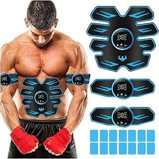 EMS Muscle Stimulator - 8 Modes & 19 Intensities - ABS Trainer Muscle Toner - Electric Abdominal Toner - For Abdominal/Arm/Leg/Hip Training