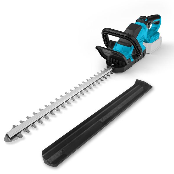52cm Hedge Trimmer Cordless Compatible with Makita 18V Battery, 21V Electric Handheld Bush Clipper with Brushless Motor, 3000RPM 180°Rotatable Head, 2/3'' Blade Gap Ergonomic Design (No Battery)