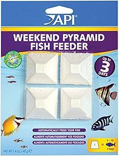API WEEKEND PYRAMID FISH FEEDER 3-Day Automatic Fish Feeder 35-Gram 4-Count Pack,White