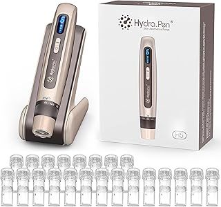 Hydra.pen H5 Professional Microneedling Pen, Wireless Essence Serum Applicator with EMS Microcurrent & LED Display, Microneedle Machine for Skin Care Wrinkle Reduction Acne Scar Hair Loss Treat, Gold