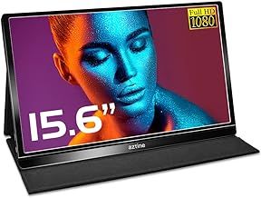 Aztine 15.6" Portable Monitor 1920×1080 Full HD IPS Screen Display with HDMI & USB Type-C for Laptop, PC, MacBook, Xbox, PS3/4, Android Phone (Black)