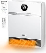 Dreo Smart Electric Wall Heater, 28dB Silent Ceramic Space Heaters for Home, Low Energy, 30° Oscillation, Adjustable Thermostat, 24H Timer, IP24 Wall Mounted for Bedroom, Works with Alexa