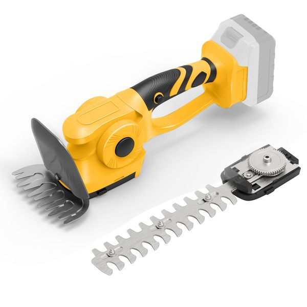 Cordless Hedge Trimmer Grass Shear Compatible With Dewalt 18V 20V, Electric Battery Grass Trimmer Hedge Trimmers Cutter with 2 Interchangeable Blades for Garden, Shrub, Lawn Trimming (No Battery)