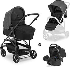 Hauck Rapid 4 Trioset Travel System, Grey - Pushchair - Pram, Carry Cot & Car Seat, Compact & Foldable, with Raincover