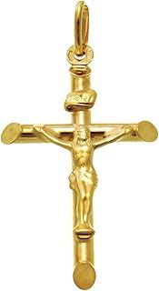 Alexander Castle Solid 9ct Gold Crucifix Necklace Pendant for Women - Cross Charm with Jewellery Gift Box - PENDANT ONLY - 32mm x 22mm