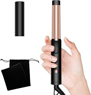 Mini Curling Tongs for Short Hair, 25mm Travel Curling Wand Curling Iron, Small Curling Tongs for Short Hair, Hair Curlers with Protective Cover & Travel Storage Bag,3 Temps 160-200℃,Double Voltage