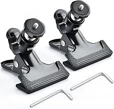 Camera Clamp Mount, UTEBIT 2 Pcs Heavy Duty Tripod Clip with 360° Swivel Mini Ball Head for 1/4'' Screw Photography Accessories, Spring Clamp for DSLR Camera Backdrop Photo Studio
