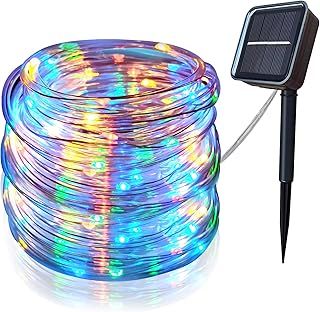 kikasam Solar String Lights Outdoor Rope Lights，39Ft 100 LED Solar Fairy Lights Outdoor Tube Lights Waterproof，Solar Garden Lights Decorative Lights for Home Party Patio Wedding Birthday (Muti-Color)
