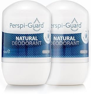 Perspi-Guard Natural Deodorant - Roll On Deodorant with Long-Lasting Odour Protection and Soothing Aloe Vera Extract - Vegan Friendly, Free from Alcohol, Parabens, and Aluminium Chloride - Twin Pack