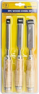 3Pc Carpenters Wood Chisel Set - Workshop Hand Tool, Precise, Impact Resistant Grip Handles | Ideal for Carving & Woodworking Projects | Durable Steel Blade