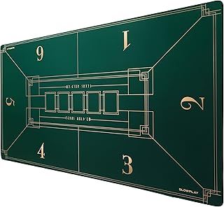 Nash 120x70cm Texas Hold'em Poker Mat | Portable Poker Table Top with Art Deco Layout Print, Smooth Premium Surface, Noise Reduction| Lightweight for Games Everywhere (Green)