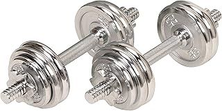 Sunny Health and Fitness Unisex's 15 KG Chrome Dumbbell Set w/Carry Case, Grey, One Size
