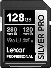 Lexar SILVER PRO SD Card 128GB, UHS-II SD Memory Card, V60, U3, C10, Up to 280MB/s Read, 120MB/s Write, SDXC Card for DSLR/Camera/Professional Photographer/Videographer/Enthusiast (LSDSIPR128G-BNNAA)