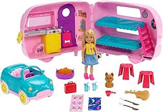 Barbie Toys, Camper Playset with Chelsea Doll and Accessories Including Puppy, Car, Camper and More, FXG90