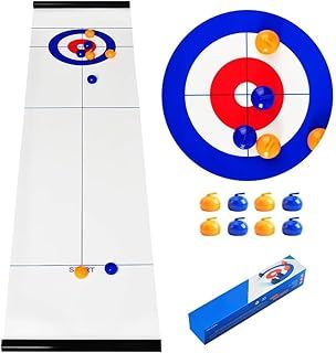 Tabletop Curling Game, Family Games for Kids and Adults, Quick & Easy to Set-Up Curling Game, Compact Fun Family Games, Portable Tabletop Games for Travel Home Party (Curling Game)