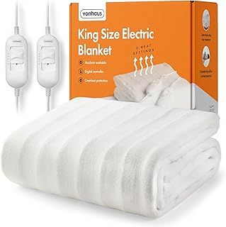 VonHaus Electric Blanket King, Heated Mattress Topper for King Size Bed, Heated Under Blanket Cover Sheet – Dual Controls, Corner Ties, 3 Heat Settings, Safety Shut Off, Machine Washable, 200 x 150cm