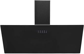 AH90BL 90cm Black Angled Glass Chimney Cooker Hood Kitchen Extractor Fan