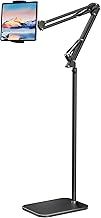 LanPavilion Tablet Floor Stand with Upgraded Weighted Base, Adjustable Arm Tablet Stand Phone Holder for Bed Sofa Use, Compatible with iPad Pro, Air, iPhone, Samsung Tab, Kindle, 4.7''-13'' Devices