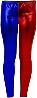 ANZEE Girls Metallic Halloween Leggings - Kids Harley Quinn Cosplay Suicide Squad Halloween Costume Trousers UK 5-13 Years