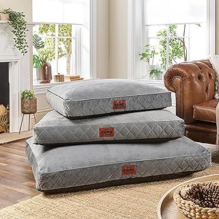 Slumberdown Extra Large Dog & Cat Bed - Raised Anti Anxiety Crate Mattress, Anti Slip, Soft Washable Cover, Grey