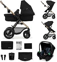 Kinderkraft MOOV2 AIR Pram 3 in 1 Set, with Infant Car Seat Mink PRO I-Size, Travel System, Baby Pushchair, Buggy, Foldable, for Newborn, from Birth to 3 Years, Inflatable Wheels, Beige