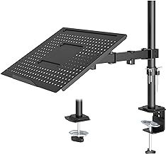 Laptop Arm for Notebooks up to 17 inch, Height Adjustable for Desk Weight up to 8kg, Laptop Mount with 2 Mounting Options, VESA 75/100 for Monitor 13-32 inch