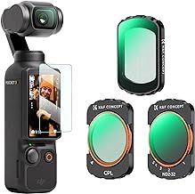 K&F Concept 3-pack Filters for Osmo Pocket 3- Magnetic CPL, Black mist 1/4, VND2-32, Filter Kit Compatible with DJI Osmo Pocket 3, Polarizing, Black diffusion, Variable ND Filter