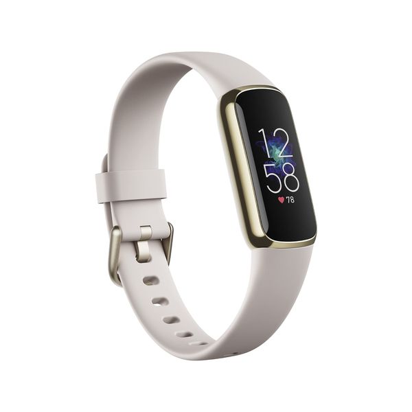 Fitbit Luxe Activity Tracker with up to 6 days battery life, stress management tools and Active Zone Minutes, Lunar White / Soft Gold Stainless Steel