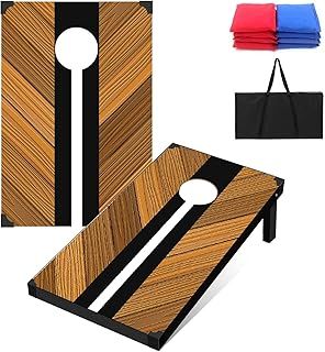 Corn Holes Outdoor Game Set: Cornhole Set Tailgate Size with 8 Corn Hole Bean Bags, MDF Wood Cornhole Boards Set for Lawn Barkyard Family Friends Party