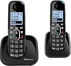 Amplicomms BigTel 1502 Cordless Big Button Phone for Elderly with Additional Handset - Loud Phones for Hard of Hearing - Hearing Aid Compatible Phones - Phones for Seniors