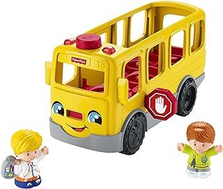Fisher-Price Little People Sit with Me School Bus - Multilanguage Edition, push-along toy vehicle with music for toddlers and preschool kids ages 1-5 years, HJN36
