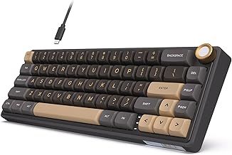 RK ROYAL KLUDGE R65 Wired Gaming Keyboard with Knob, 60% Percent QMK/VIA US Layout RGB Backlit Gasket Mount Mechanical Keyboard with PBT Keycaps, MDA Profile, 66 Keys Hot Swappable Cream Switch, Black