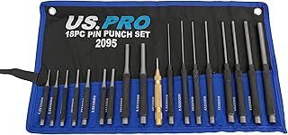 US PRO 18pc Pin Punch Set With Automotive Centre Punch 2095