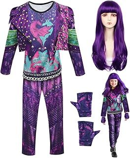 Descend-ants Costume, Uma Mal Evie Descend-ants Rise of Red Costume with Jacket Shirt Pants Wig, Descend-ants Costumes for Girls Gift, Descend-ants Fancy Dress for Carnival Cosplay
