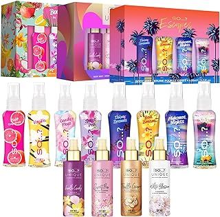 So…? Summer Escapes, Body Mist by So…? & Unique Womens Gift Sets Bundle, Body Mist Fragrance Spray (4x50ml) Pack of 3